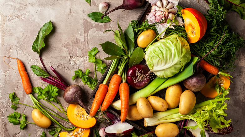 A selection of autumn vegetables