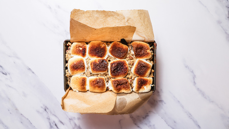 Sweet potato pound cake with broiled marshmallows