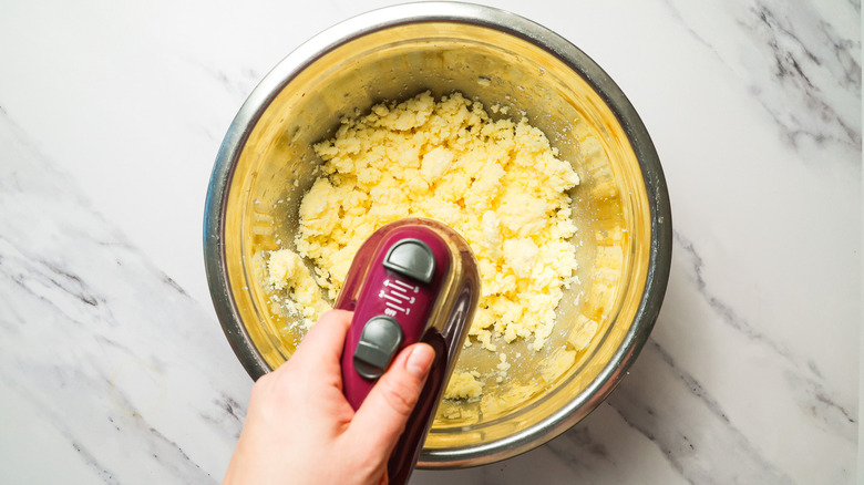 Creaming butter and sugar with mixer