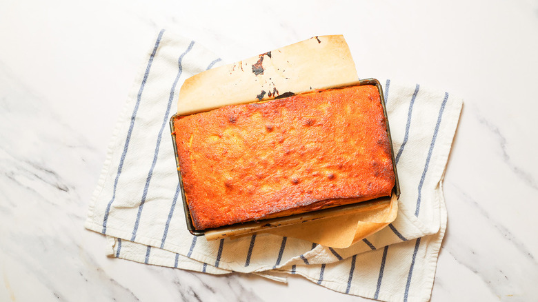 Sweet potato cake on towel