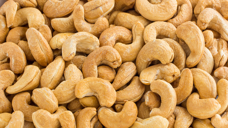 cashew nuts displayed in bulk