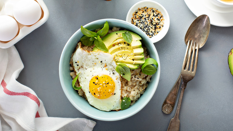 oatmeal topped with avocado