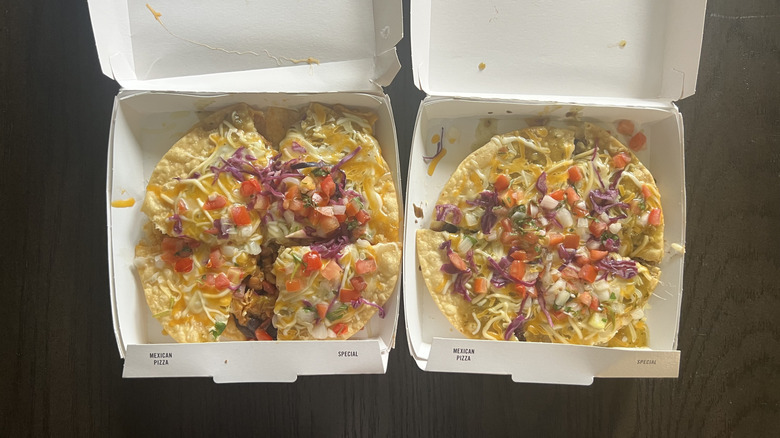 Taco Bell Cantina Chicken Mexican Pizza and Cantina Veggie Mexican Pizza.