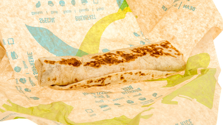 Taco Bell burrito wrapped in paper