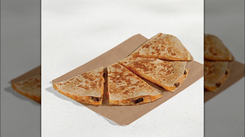 Steak quesadilla on a paper wrapper