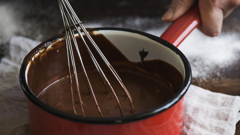 making ganache in pot