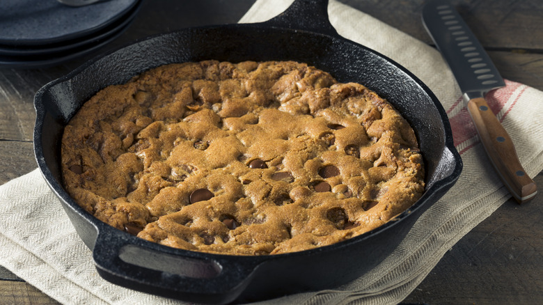 cookie cake baked in pan