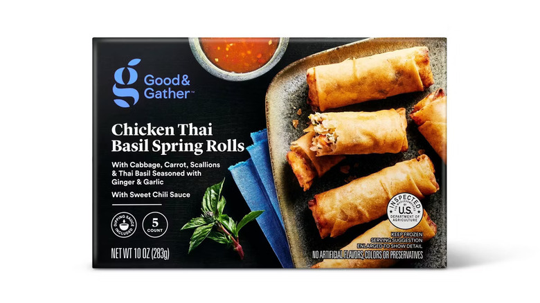 Good & Gather Chicken Thai Basil Spring Rolls box on white background