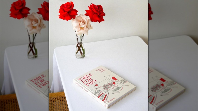 Table for Two cookbook with flowers