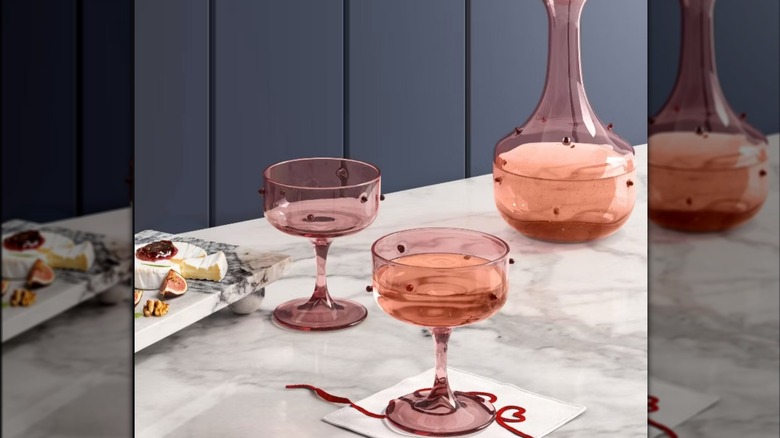 Pink and red coupe glasses