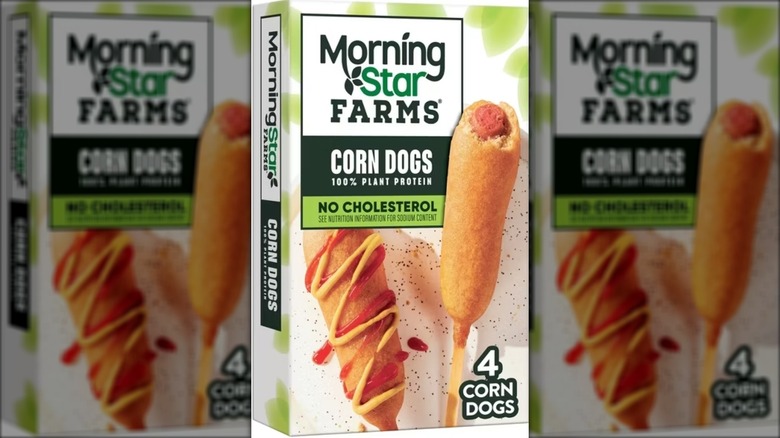 Box of Morning Star Farms frozen plant based vegan corn dogs