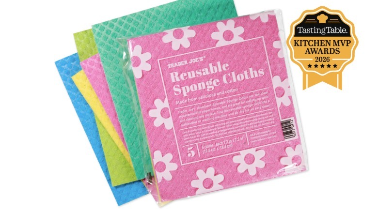 Five-pack of colorful sponge cloths from Trader Joe's