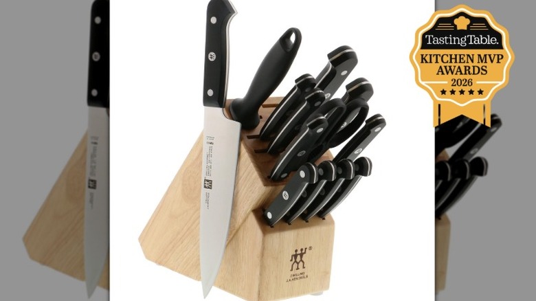 Zwilling knife block on white background