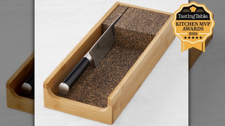 Bamboo and cork Knife Dock In-Drawer Knife Organizer