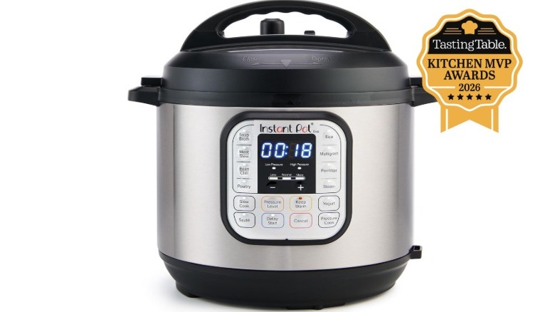 Front view of sealed Instant Pot with 18 minutes on display panel