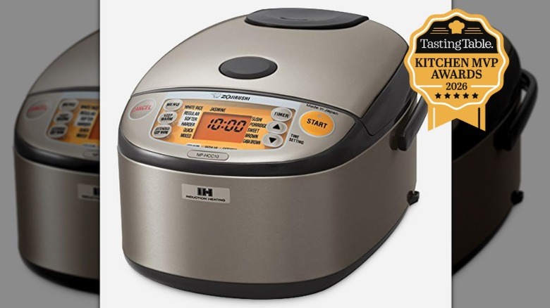 Rice cooker on white background