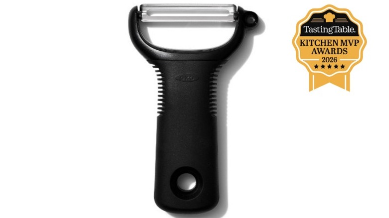 A beauty shot of the OXO Good Grips Y-Prep Peeler on a white background