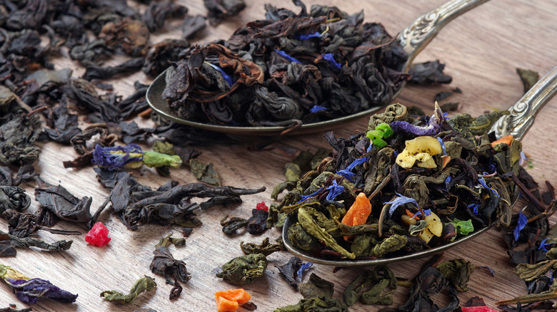 Assortment of tea leaves