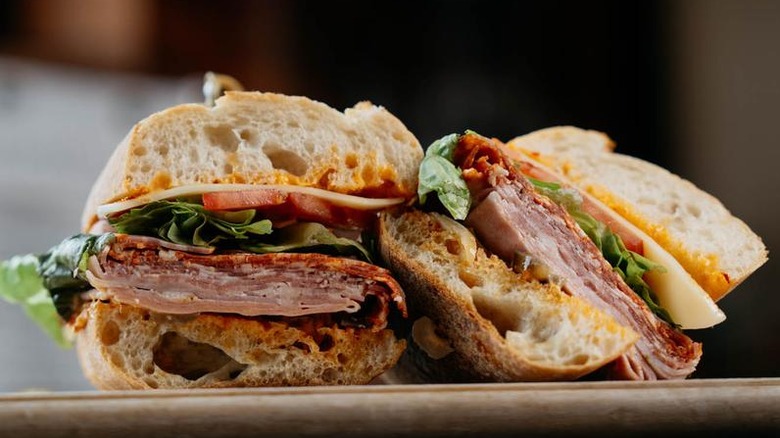 The Dante sandwich cut in half