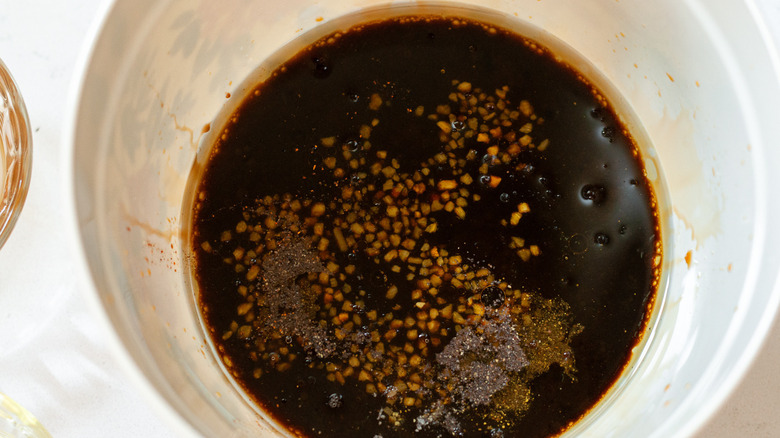 Steak marinade in bowl