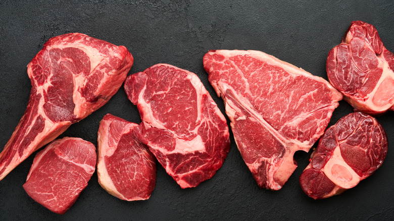 various cuts of steak