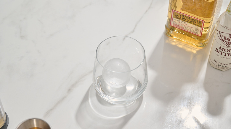 ice cube in a rocks glass