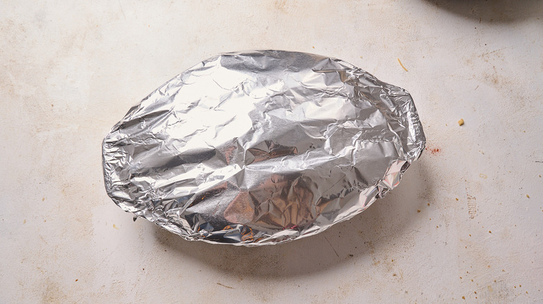 casserole dish covered in foil
