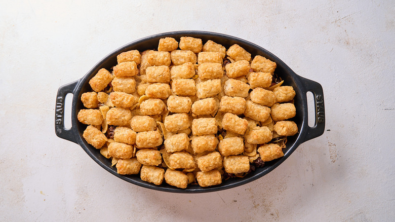 baked tater tot casserole on a table
