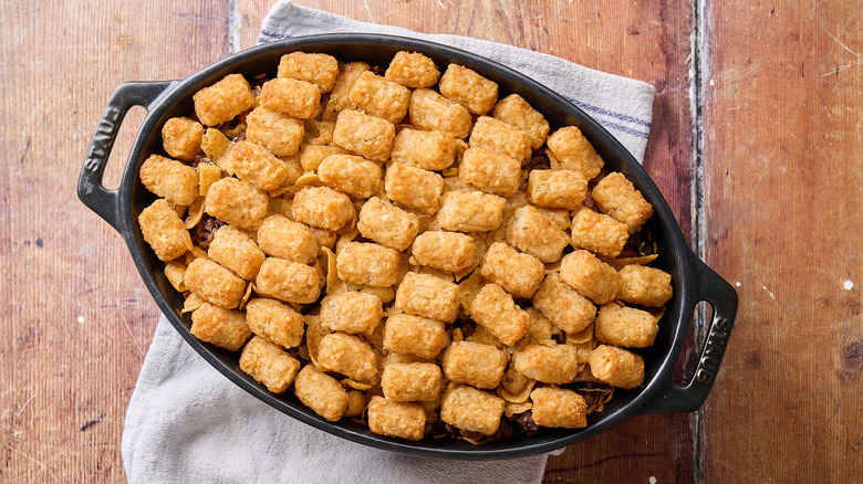 Tater tot casserole on a table