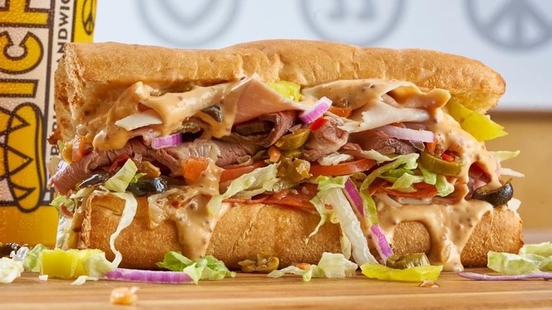 Which Wich sandwich on table