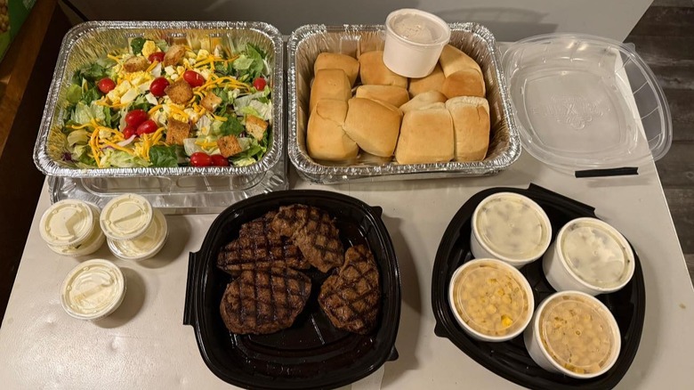 texas roadhouse family meal deal spread