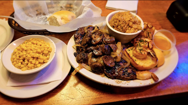 assortment of foods at texas roadhouse