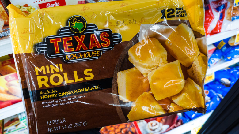 Package of Texas Roadhouse mini rolls in the store