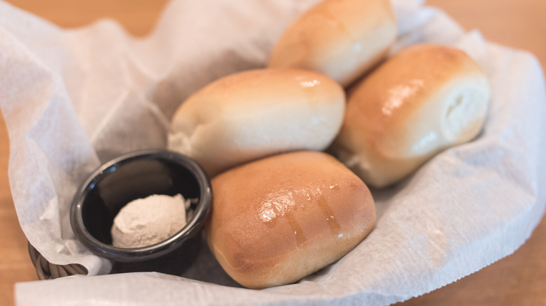 Texas Roadhouse rolls with cinnamon honey butter