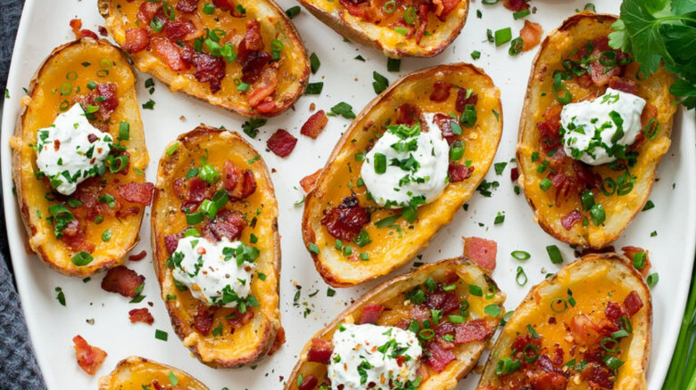Platter of crispy potato skins