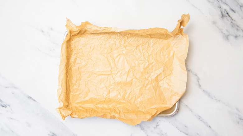 Prepped baking sheet with parchment.