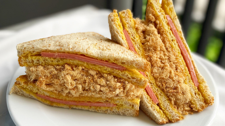pork floss sandwich on plate
