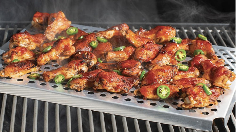 Wings resting on cooling rack