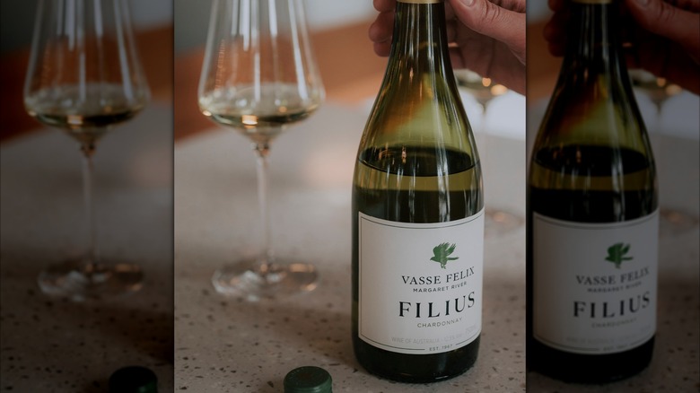 bottle and glass of Vasse Felix Filius Chardonnay