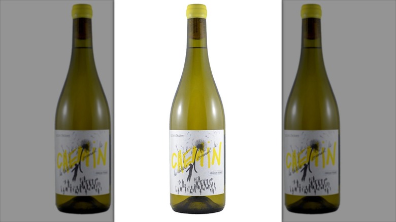 bottle of natural white wine