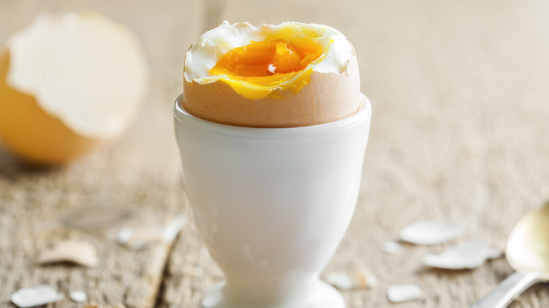 Soft-boiled egg in cup