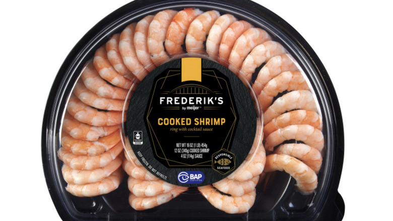 Meijer's shrimp cocktail against a white background