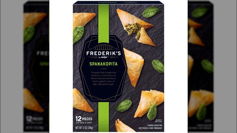 Box of Frederik's by Meijer Spanakopita against a white background