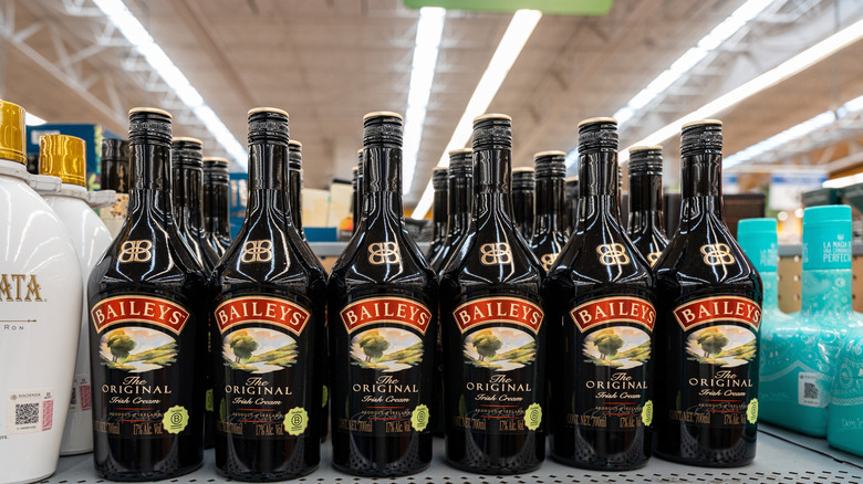 Several Bailey's Original Irish Cream on a store shelf
