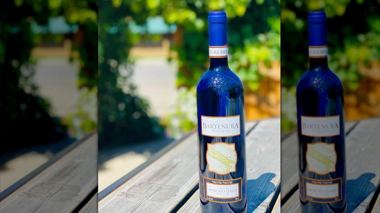 blue bottle of wine