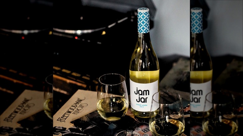 bottle and glasses of wine