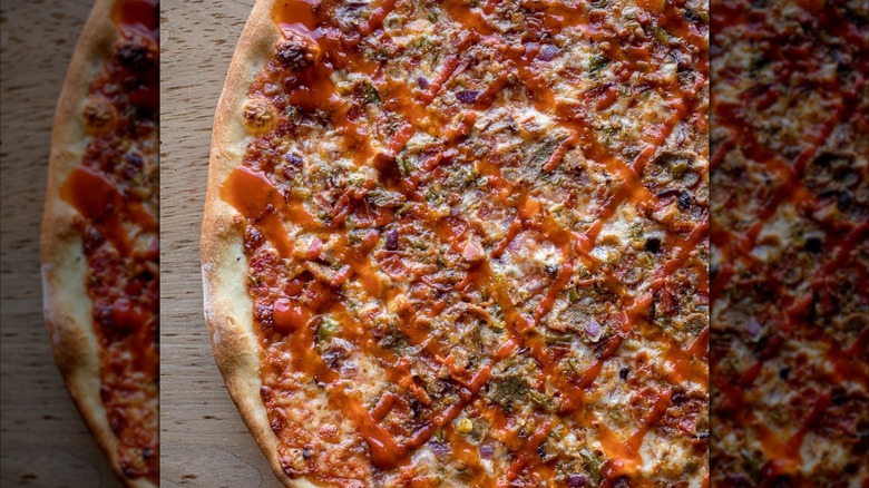 Close-up of El Diablo pizza at Pizzeria Luigi
