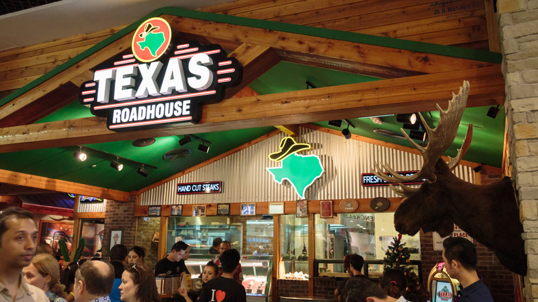Customers waiting inside a Texas Roadhouse