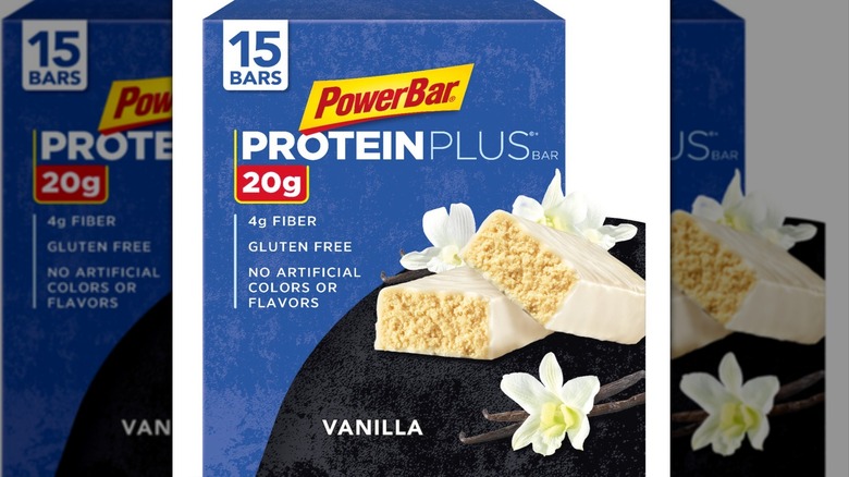 Vanilla Powerbar pacakaging on white background