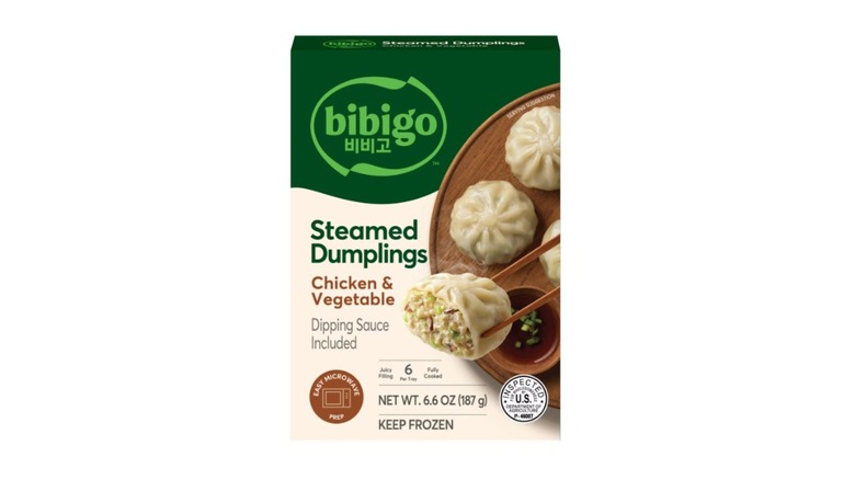 Stock image of the Bibigo Steamed Chicken & Vegetable Dumplings
